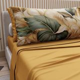 PETTI Artigiani Italiani Beddengoedset voor tweepersoonsbed van katoen met kussenslopen in digitale print, hoeslaken 165 oker, 100% gemaakt in Italië