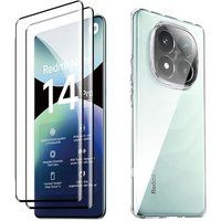 XEPTIO Pack coque transparente en TPU et protection écran vitre en verre trempé pour Xiaomi Redmi Note 14 Pro 5G