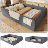 Pangivo Lit Rembourré 140 X 190 Cm En Velours Gris Avec Barrières De Sécurité Amovibles