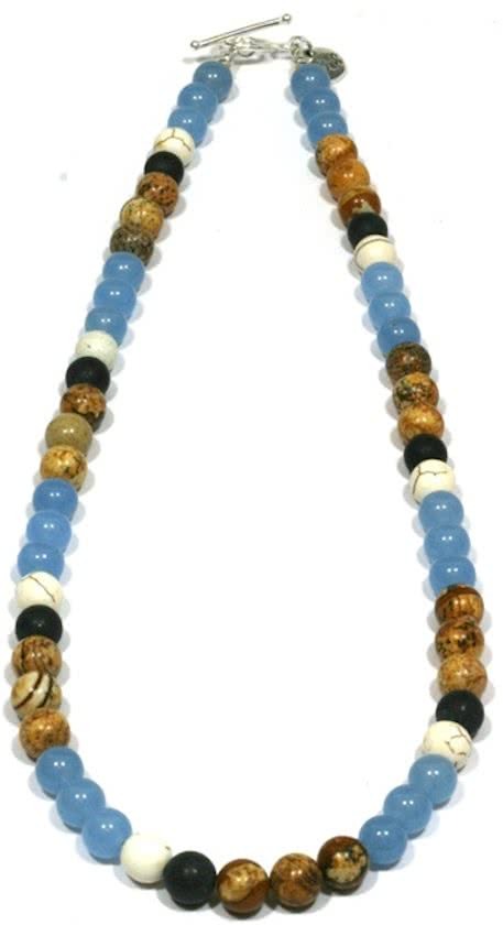 Heaven Eleven - heren ketting - natuuurstenen kralenketting mix van stenen 8mm - 50cm - MN3