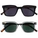 OPULIZE KOI Zonneleesbrillen 2-Pack - Groot Rechthoekig Montuur - Getinte UV400 Lens - Zwart-Helder - Heren Dames - Veerscharnieren - SS50-1C - +2.00