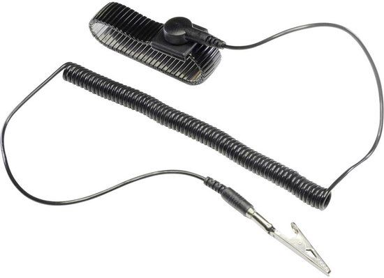 Tru Components WristME-SET-4-305-K ESD-armband Zwart Incl. aardingskabel Drukknop 4 mm, Krokodilklem