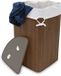 Merkloos Relaxdays Hoekwasmand van bamboe, opvouwbare wasbox, 60 l, ruimtebesparend, katoenen waszak, 65 x 49,5 x 37 cm, bruin