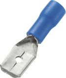 TRU COMPONENTS 745424 Platte stekker (male) Insteekbreedte: 6.4 mm Insteekdikte: 0.8 mm 180 ° Deels geïsoleerd Blauw 100 stuk(s)
