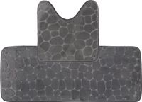 Tendance Badkamer Matten set Pebble - donkergrijs - extra lang - memory foam - microfiber