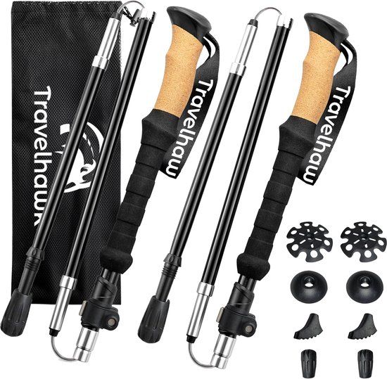 Travelhawk Nordic Walking Stokken - Trekkingstokken - Hiking - Wandelstokken - Trekking - Nordic Walking Stokken Verstelbaar - Wandelstok Opvouwbaar - Alternatief Telescopisch en Inschuifbaar