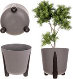 Merkloos Decoratieve Ronde Bloempot met Binneninzetstuk voor Binnen en Buiten - Donkerbeige, 30 cm