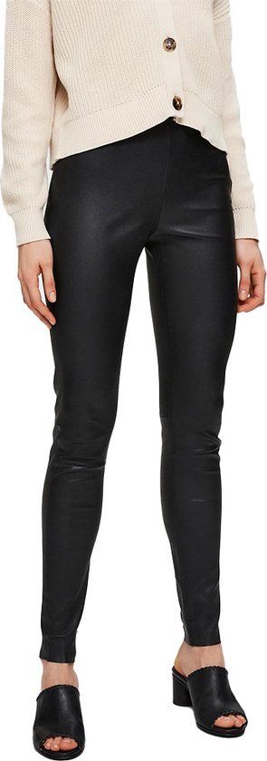 Selected Sylvia Stretch Leather Leggings Zwart 42 Vrouw