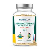 NUTRI&CO Ashwagandha KSM-66® Biologique - 600 mg Extrait de Racine Biologique (5% Withanolides) - Soutien Stress, Sommeil Nocturne & Énergie - 120 Capsules Végétaliennes