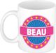 Bellatio Decorations - Beau voornaam - koffiemok - beker - wit/roze - 300 ml