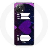 Maniacase Hoesje voor Xiaomi Mi 11 Lite Bangtan Sonyeondan Logo BTS Et Logo ARMY I Purple You