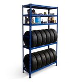 Merkloos Relaxdays Bandenrek - voor 12 banden - 210 x 120 x 40 cm - 750 kg - blauw