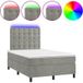 Maison Exclusive - Lit boxspring avec matelas et éclairage LED, gris, 120x190 cm, velours