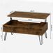 OKWISH Table basse - Réglable en hauteur avec rangement caché - Aspect bois marron - 95 cm