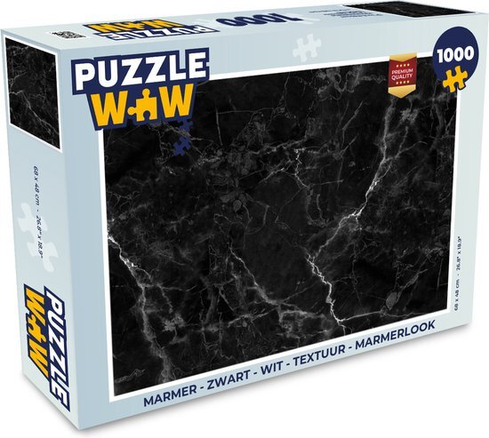 MuchoWow Puzzel Marmer - Zwart - Wit - Textuur - Marmerlook - Legpuzzel - Puzzel 1000 stukjes volwassenen - Sinterklaas cadeautjes - Sinterklaas voor grote kinderen