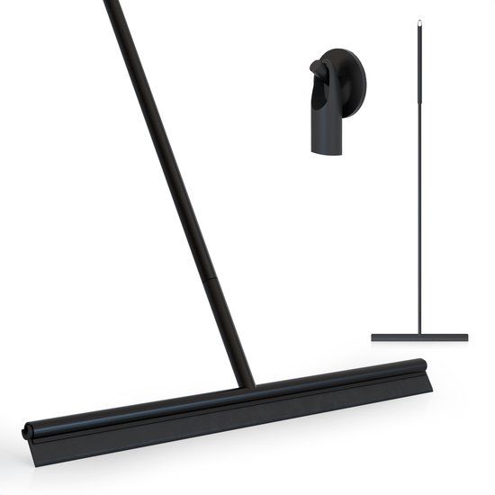 Avalo Vloertrekker met Steel - Luxe Vloerwisser - Aluminium Trekker Douche - Douche Wisser - Badkamer - Zwart - 136x40 CM