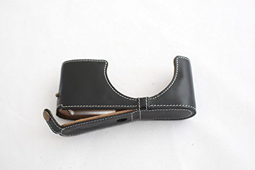 TP Handgemaakte Echt Lederen Half Camera Case Cover voor Leica X-E Typ 102 Leica X2 X 1 - Zwart - Onderste Opening Versie