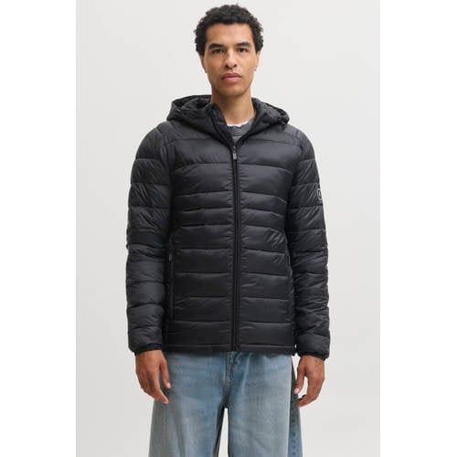 JACK & JONES ESSENTIALS quilted gewatteerde jas - zwart