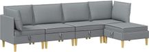 vidaXL Modulaire bankset met opslag 5-stuks Lichtgrijs Stof