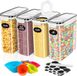 Set de boîtes de conservation 4 litres - boîtes de conservation pour muesli boîte de rangement cuisine - plastique sans BPA - hermétique - 4 pièces + 24 étiquettes - distributeur de céréales farine riz