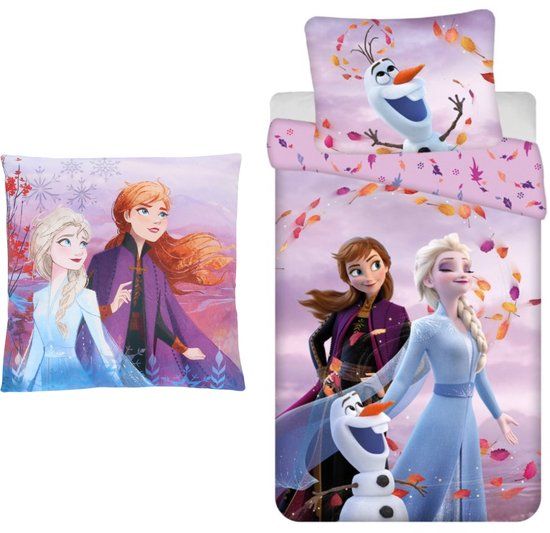 4kidsonly.eu Frozen dekbedovertrek + kussen, Eenpersoons, Polyester, 140x200 cm, Kinderen, Vrouwen