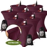 Aventara Statafelrok Bordeaux x 8 (Donker Rood) – Ø80-85 x 110 cm – Luxe Extra Dikke Stretch Stof – Inclusief Opbergtas – Kras- en Kreukvrije Statafelhoes – Perfect voor Horeca, Bruiloften en Feesten