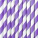 PartyDeco Drinkrietjes Gestreept - Papier - Paars/Wit - 10 Stuks - 19 cm