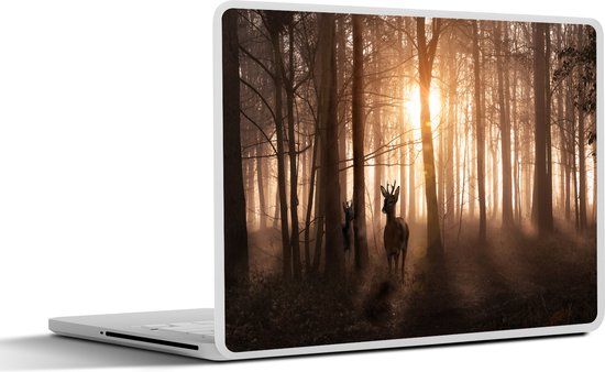 SleevesAndCases Laptop Sticker - 10.1 inch - Bos - Hert - Zon - Bomen - Winter - Natuur - Dieren - Vinyl