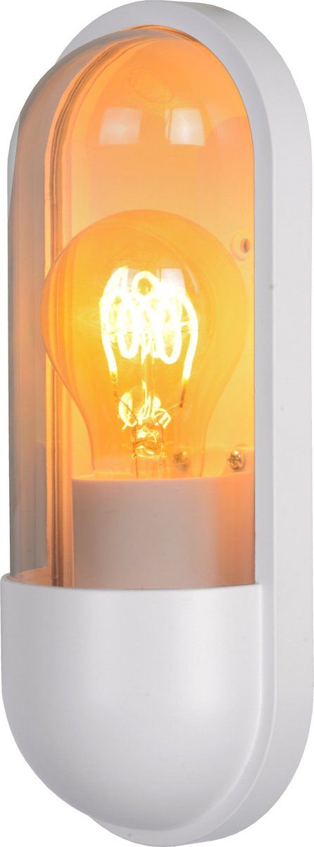 Lucide CAPSULE - Wandlamp Buiten - 1xE27 - IP65 - Wit - Kunststof - Wit/Transparant