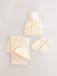Next - Meisjes - Set van beanie, sjaal en handschoenen met kabelpatroon - Crème