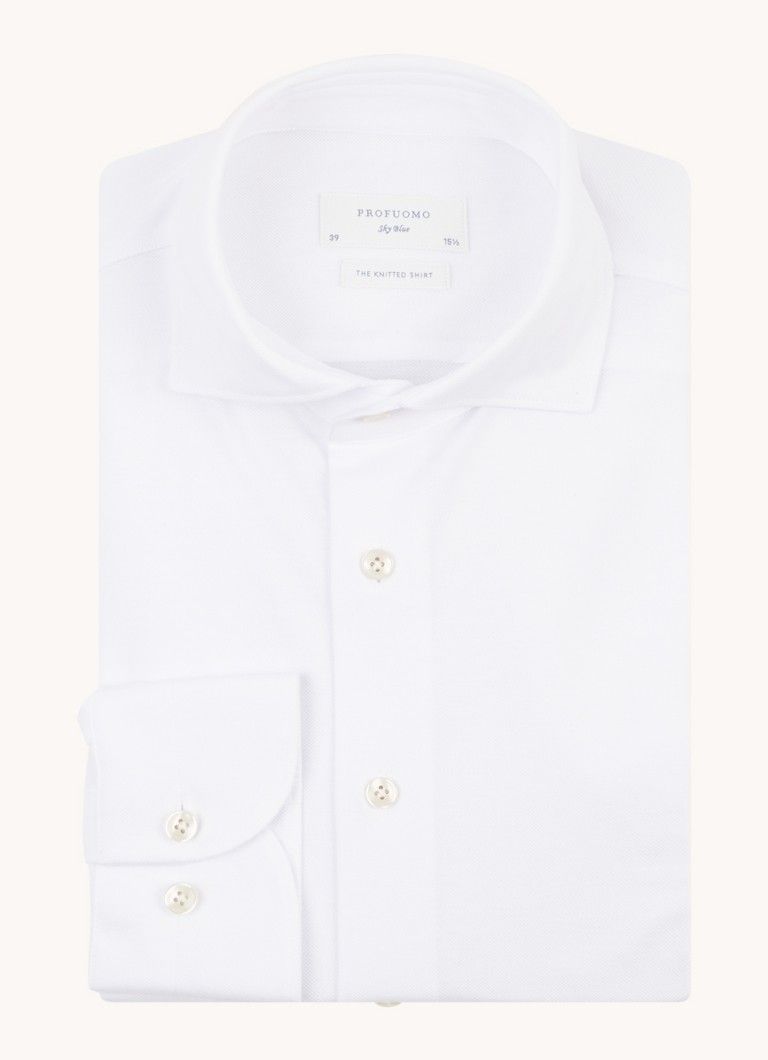 Profuomo Regular Fit Knitted Shirt with Cut Away Collar