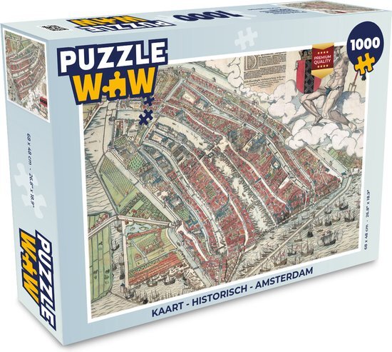 MuchoWow Puzzel Kaart - Historisch - Amsterdam - Legpuzzel - Puzzel 1000 stukjes volwassenen