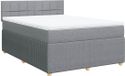 vidaXL Boxspring met matras stof lichtgrijs 140x200 cm