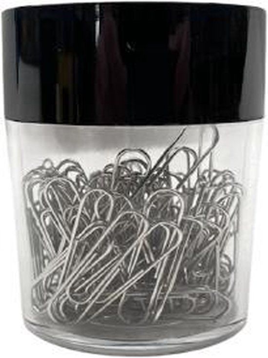 Rapesco Magnetische Paper Clip Houder inclusief 100 x Paperclips 30 mm Zwart/Transparant
