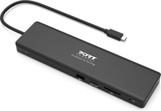 Port Connect Dockingstation Dual Screen 4K USB-C 100w voor 11 apparaten Zwart