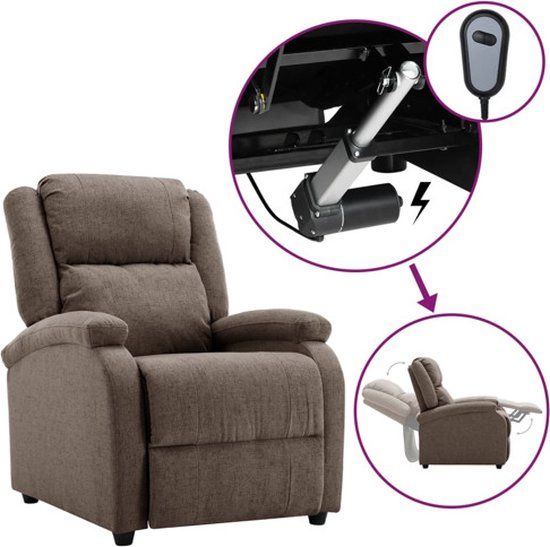 vidaXL Fauteuil verstelbaar elektrisch stof taupe