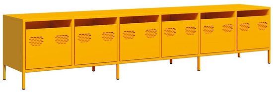 vidaXL Tv-meubel 202x39x43,5 cm koudgewalst staal mosterdgeel