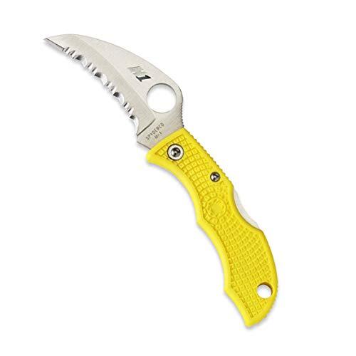 Spyderco Unisex – volwassenen, klapmes, lengte lemmet: 4,76 cm, Ladybug 3 Lockback Salt Serr, geel, normaal