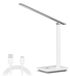 Lampe de bureau LED, pliable, 3 modes, 4 niveaux de luminosité, USB, commande tactile, blanc-gris