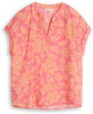 Tom Tailor - Blouse ample à col en V - Taille 38 - motif grandes fleurs rose