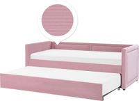 Beliani MIMIZAN - Onderschuifbed - Roze - Fluweel - 90x200cm - Tweepersoons