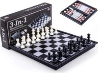 K&W Schaakspel 3-in-1 Magnetisch, klassiek, 25x25 cm