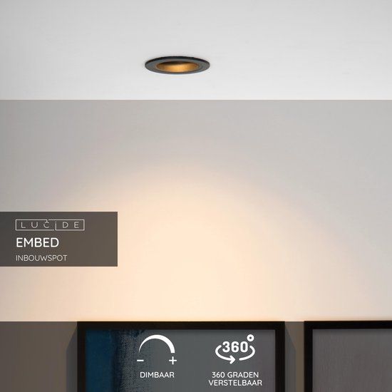 Lucide EMBED Inbouwspot - Ø 9,1 cm - 1xGU10 - Zwart