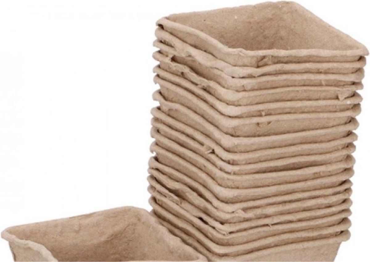 Kinzo Afbreekbare Fibre Bloempotten 36 stuks - bruin - papier - buiten