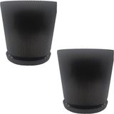 Merkloos Relaxdays Bloempot met schotel - set van 2 - Ø 20 cm - zwart