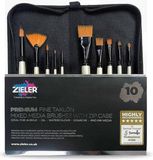 Zieler Penselen Set - Set van 10 Kwasten - Inclusief Etui - Geschikt voor o.a. Aquarel, Acrylverf & Olieverf