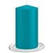 Trend Candles Stompkaarsen met glazen onderzetters set van 2x stuks turquoise blauw 8 x 15 cm