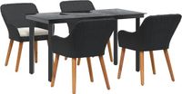 vidaXL Eettafel Set 5-delig Zwart Polyrattan