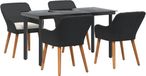 vidaXL Eettafel Set 5-delig Zwart Polyrattan