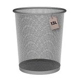 Papiermand Detectalia Metalen prullenbak, 13 liter, zilver, Ø 26,5 x 28 cm